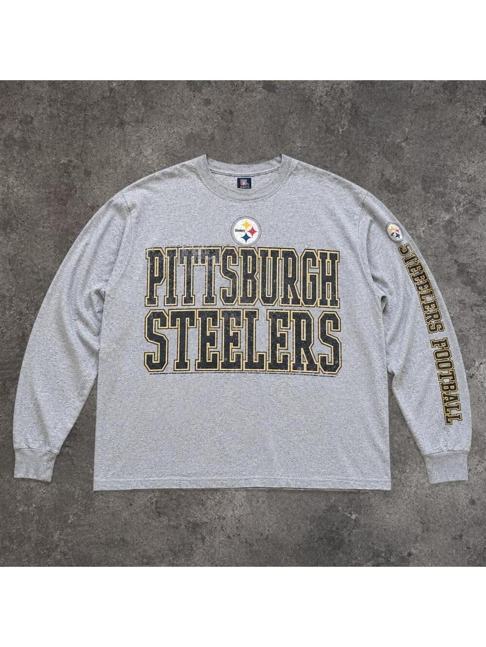 Beautiful Vintage NFL Pittsburgh Steelers gray long sleeve shirt